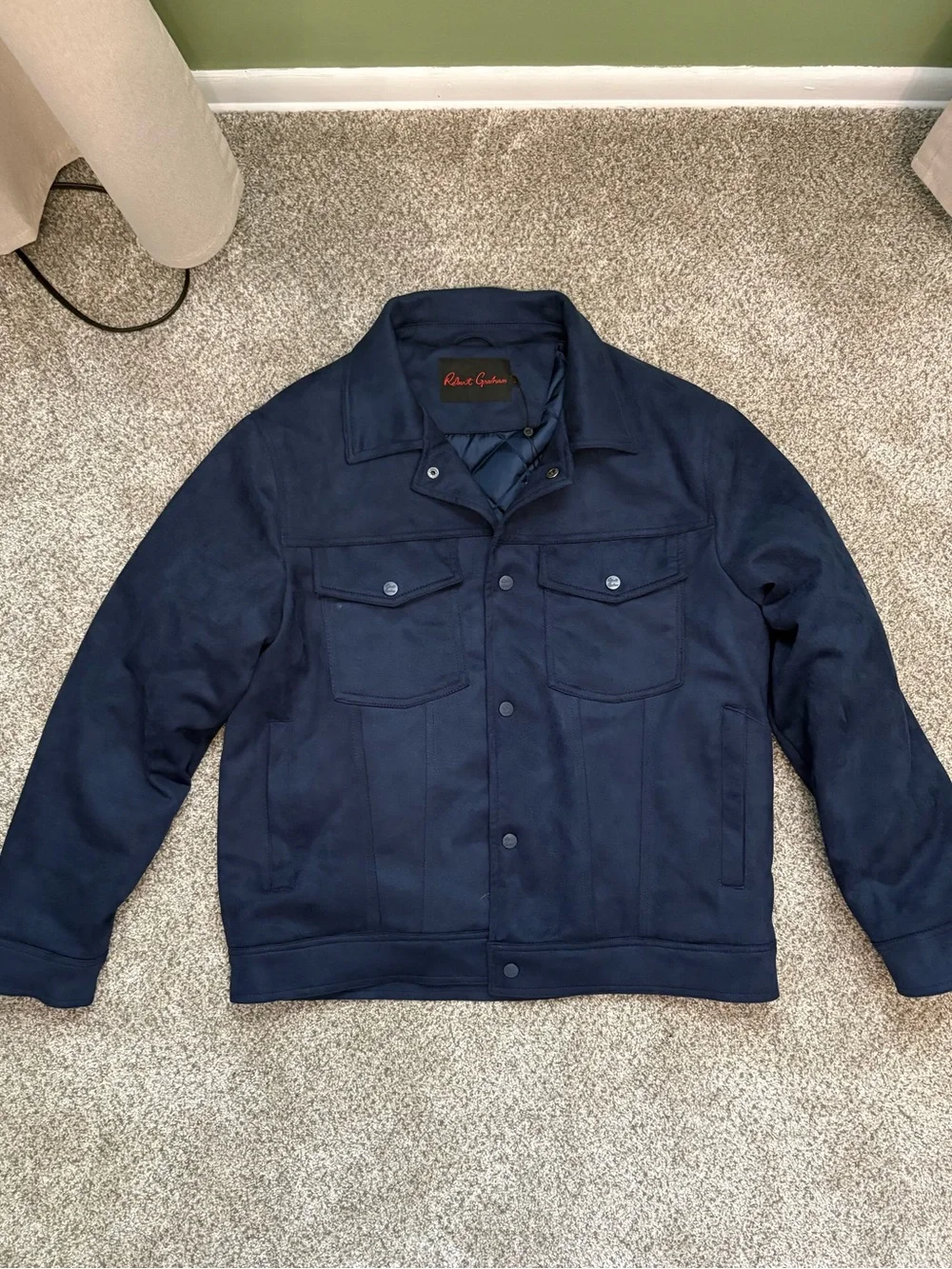 Robert Graham Navy Blue Vegan Suede Jacket -Small - SEE DESCRIPTION